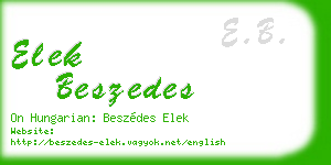 elek beszedes business card