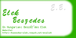 elek beszedes business card